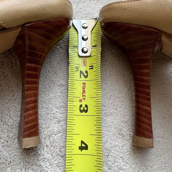 Stuart Weitzman Camel Brown Leather Slide Heeled Sandals Women 5.5 M Crossover - Picture 12 of 16